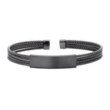 Black Rhodium Finished Sterling Silver 4 Cable ID Cuff Bracelet