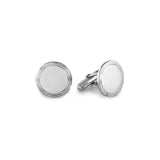 Sterling Silver Round Double Line Engine-Turned Cufflinks