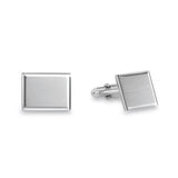 Sterling Silver Rectangle Diamond-Cut Cufflinks