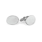 Sterling Silver Oval Plain Polishes Cufflinks W/2pt TW Diamonds