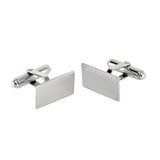 Sterling Silver Rectangle Engine Turned Cuff Links