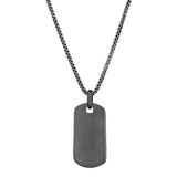 Black Rhodium Finish Sterling Silver Plain Dog Tag on 20 Rounded Box Link Chain