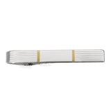Sterling Silver Engine Turned Tie Bar W/Gold Accents