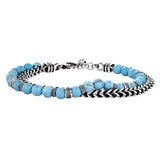 Stainless Steel Square Fox Tail Chain and Turquoise Bead Bracelet