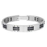 Stainless Steel Silver with Black Weave Bracelet
