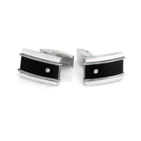 Stainless Steel Black Titanium Cufflinks w/.01 pt CTTW Diamond