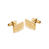 Gold Finish Stainless Steel Cuff Links with Lined Edge