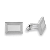 Stainless Steel Rectangle Cufflinks W/3-Line Frame