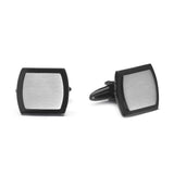Stainless Steel Barrel Shape Black & Brushd White Cufflinks