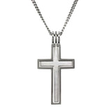 Stainless Steel Florentine & Polished 2-Part Cross on 24 Chain