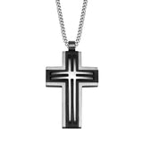 Stainless Steel & Black Cross on 24 Chain