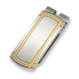 Stainless Steel Satined Money Clip W/Gold-Tone Bands