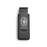 Black Stainless Steel PVD Finish Flip Money Clip w/St. Christopher