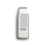 Stainless Steel PVD Finish Flip Money Clip w/White Carbon Fiber