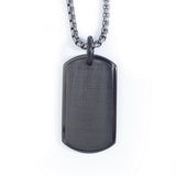 Black Stainless Steel Satined Finished Dog Tag on 22 2.5mm Gun Metal Finish Rounded Box Chain
