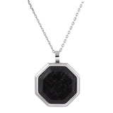 Stainless Steel Forged Carbon Octagon Pendant on 20 -22  Adjustable Rounded Box Chain