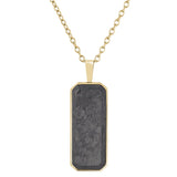 Gold IP Finish Stainless Steel Forged Carbon Dog Tag on 20 -22  Adjustable Rounded Box Chain