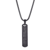 Black IP Finish Stainless Steel Long Thin Rectangular Necklace on 20 Rounded Box Chain