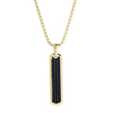 Gold IP Finish Stainless Steel Long Thin Rectangular Necklace on 20 Rouned Box Chain