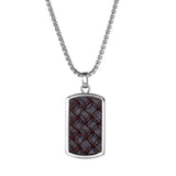 Stainless Steel Braided Leather Dog Tag on 20 Rounded Box Chain