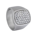 Stainless Steel Pave Ring with Simulated Diamonds