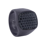 Gun Metal Finish Stainless Steel Pave Ring with Simulated Black Diamonds