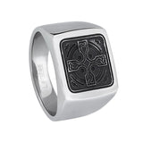 Stainless Steel Black Antique Finish Ring  with Cross Design
