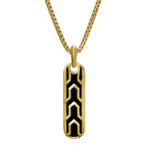 Gold Vermeil Sterling Silver Long Rectangular Neckace with Black Polished Celtic Pattern on 20 Rounded Box Link Chain