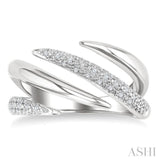 1/10 Ctw Open Center Claw Round Cut Diamond Bold Fashion Band in Sterling Silver