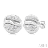 1/10 Ctw Bold Twisted Rib Round Cut Diamond Bold Fashion Stud Earring in Sterling Silver