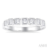 3/4 Ctw East-West Set Princess Cut Bezel Diamond Stackable Fashion Band in 14K White Gold