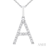 1/10 Ctw Initial 'A' Round Cut Diamond Fashion Pendant With Chain in Sterling Silver