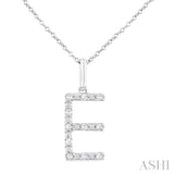 1/10 Ctw Initial 'E' Round Cut Diamond Fashion Pendant With Chain in Sterling Silver