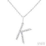 1/20 Ctw Initial 'K' Round Cut Diamond Fashion Pendant With Chain in Sterling Silver