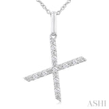 1/20 Ctw Initial 'X' Round Cut Diamond Fashion Pendant With Chain in Sterling Silver