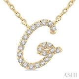 1/10 Ctw Initial 'G' Round cut Diamond Pendant With Chain in 14K Yellow Gold