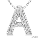 1/20 Ctw Bubble Accent Initial 'A' Round Cut Diamond Fashion Pendant With Chain in Sterling Silver