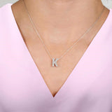 1/20 Ctw Bubble Accent Initial 'A' Round Cut Diamond Fashion Pendant With Chain in Sterling Silver