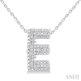 1/20 Ctw Bubble Accent Initial 'E' Round Cut Diamond Fashion Pendant With Chain in Sterling Silver