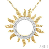 1/4 Ctw Textured Sunburst Round Cut Diamond Fashion Pendant With Chain in 10K Yellow Gold