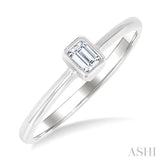 1/6 Ctw Petite Bezel Set Emerald Cut Diamond Fashion Ring in 10K White Gold
