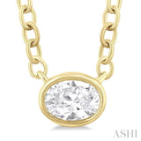 1/6 Ctw Petite East-West Bezel Set Oval Cut Diamond Fashion Pendant With Chain in 10K Yellow Gold