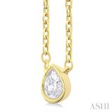 1/6 Ctw Petite Bezel Set Pear Cut Diamond Fashion Pendant With Chain in 10K Yellow Gold