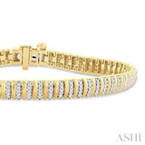 1 Ctw Ribbed Round Cut Diamond Bracelet in 14K Yellow Gold