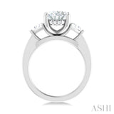 1/2 Ctw Oval Shape Trillion Cut & Round Cut Diamond Semi Mount Engagement Ring in 14K White Gold