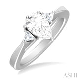 1/4 Ctw Pear Shape Trillion Cut & Round Cut Diamond Semi Mount Engagement Ring in 14K White Gold