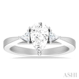 1/4 Ctw Pear Shape Trillion Cut & Round Cut Diamond Semi Mount Engagement Ring in 14K White Gold