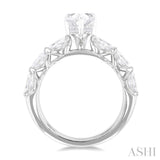 1.00 Ctw Pear Shape Marquise and Round Cut Diamond Semi Mount Engagement Ring in 14K White Gold