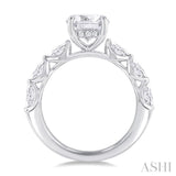 3/4 Ctw Round Shape Marquise and Round Cut Diamond Semi Mount Engagement Ring in 14K White Gold