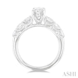 1 1/5 Ctw Marquise Shape Round Cut Diamond Semi Mount Engagement Ring in 14K White Gold